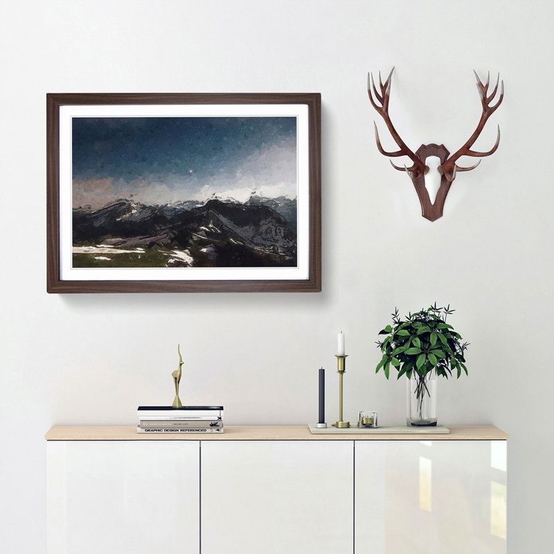 Stars Above the Mountains - Picture Frame Graphic Art Print, 48cm H x 65cm W x 2cm D, Walnut Framed