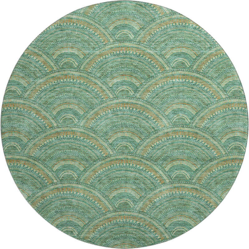Premium Machine Washable Prisco Sage Rug, Round 8'