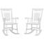 Ensemble de 2 chaises berçantes d'extérieur en bois Outsunny, 350 lb Balancelles de véranda avec dossier haut pour le jardin, le patio, le balcon, le blanc