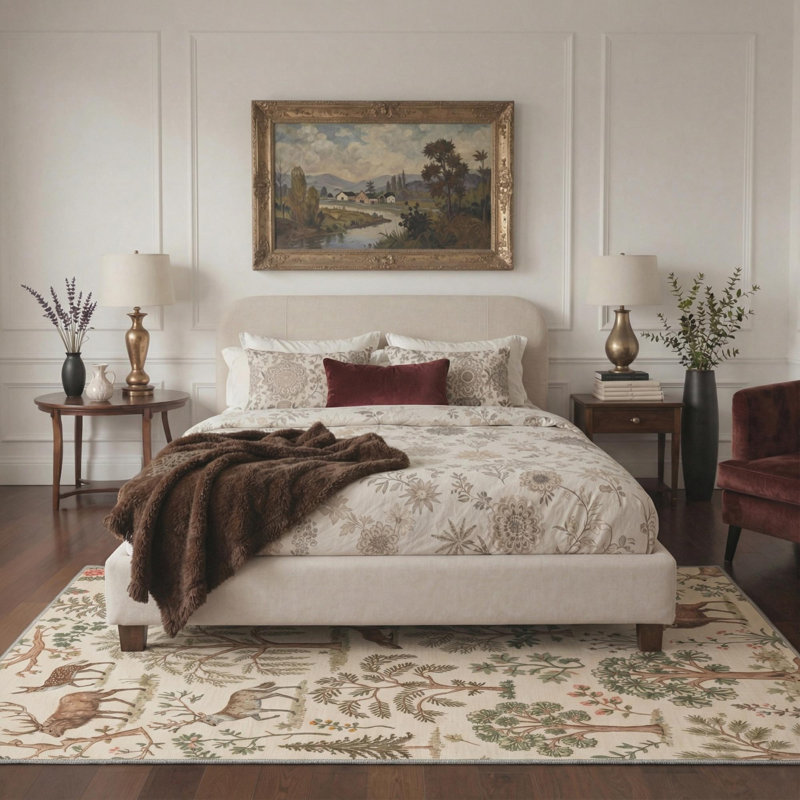Tapis d'intérieur brun / beige lavable à la machine Eden avec envers antidérapant, Rectangle 9 pi x 12 pi