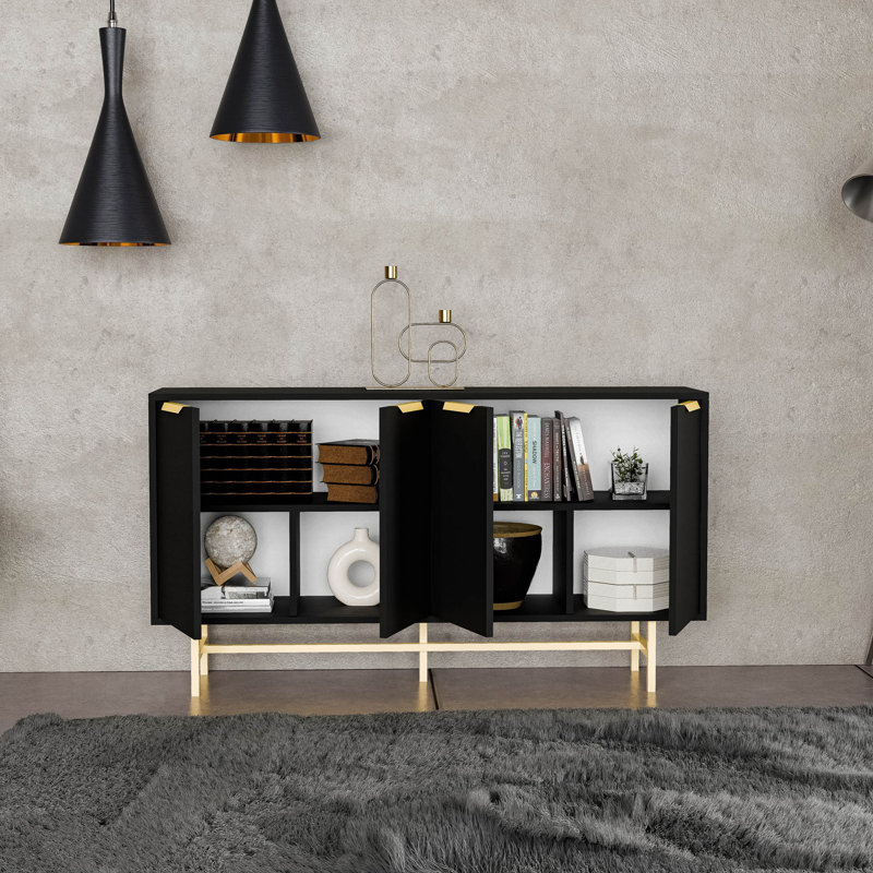 Covedale 144cm Console Table, Black/Gold