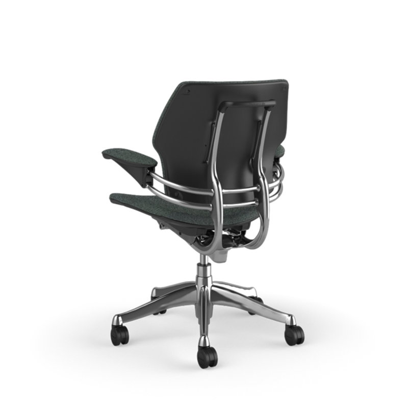 Freedom Ergonomic Task Chair - Coda, Olive - 0962, Polished Aluminum with Graphite Trim, Standard Duron Arms with Textile
