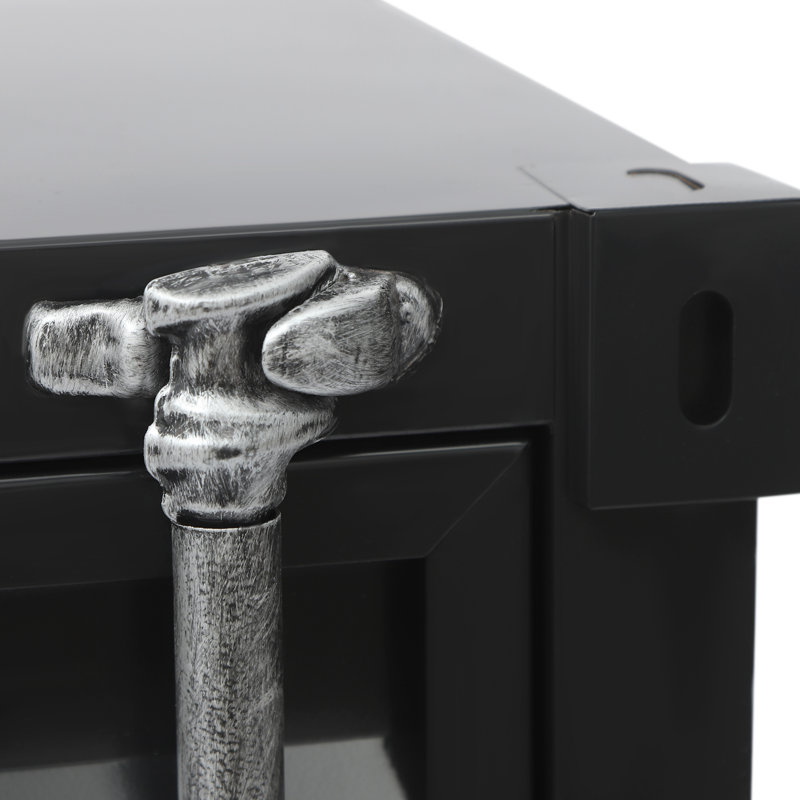 Table d'appoint en fer de style industriel, Noir, noir, noir, noir