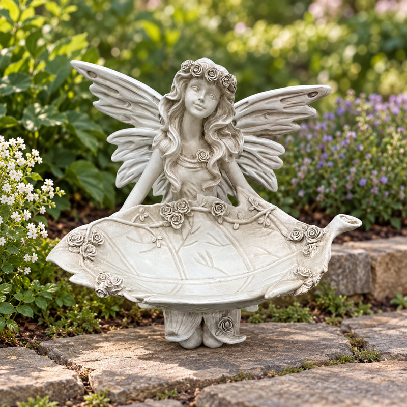 Fairy Garden Statue with Leaf Tray