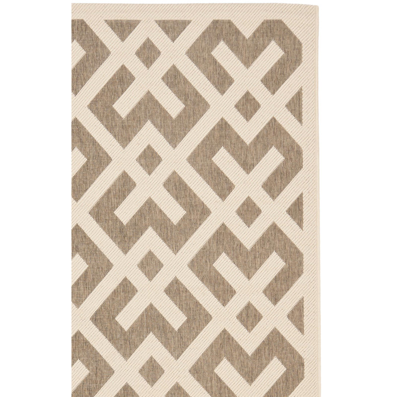 Arneshia Geometric Brown/Tan Indoor/Outdoor Area Rug, Square 4'