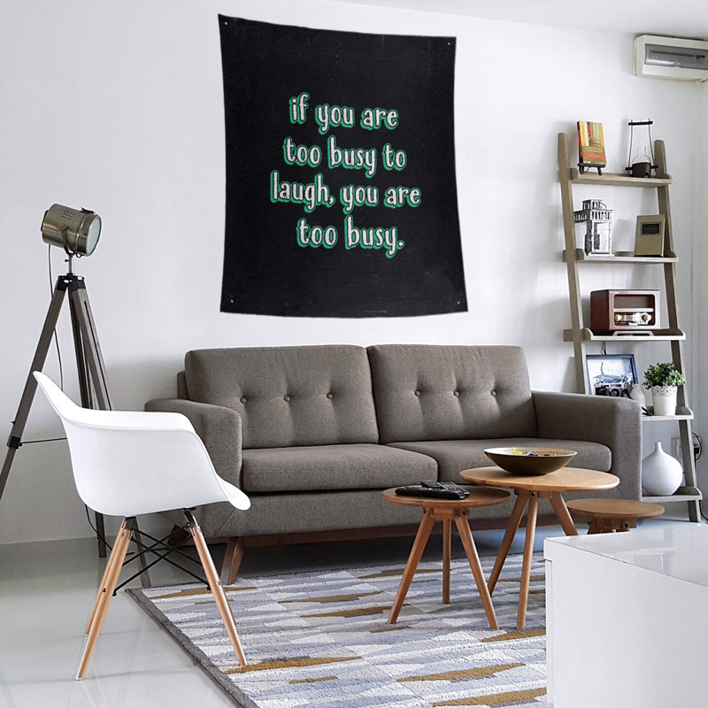 Tapisserie tableau noir en polyester «Make Time for Laughter», H 60 po x l 51 po, Vert
