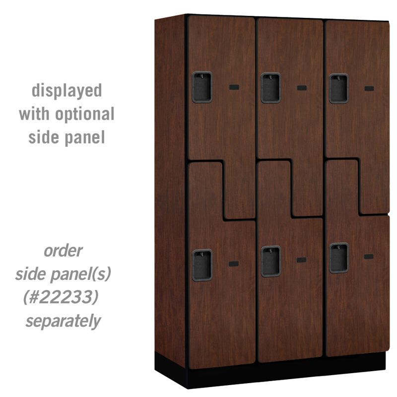 Extra Wide Mahogany Wood Gym Locker with Shelves - 76"H x 45"W