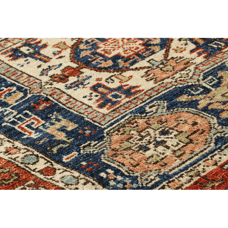 Burano Hand Knotted Wool Geometric Area Rug, Runner 3' x 8'