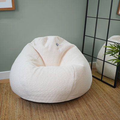 rucomfy Beanbags Large Snug Slouchbag - Adult Boucle Bean Bag Chair - Home Lounge, Living Room & Bedroom Seating for Adults - Machine Washable Fabric - 110 x 80cm
