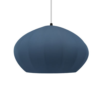 Radiance - Oval Fluted 1-Light Pendant - Midnight Sky - Matte Black - Dedicated LED - White Cord