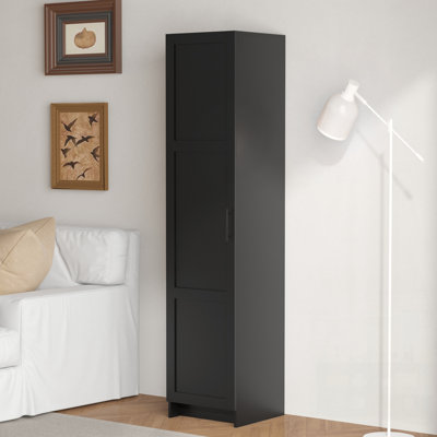 Armoire de rangement haute et étroite avec 3 tablettes réglables, porte simple, conception compacte pour les petits espaces dans le salon, la cuisine, la buanderie et la chambre à coucher
