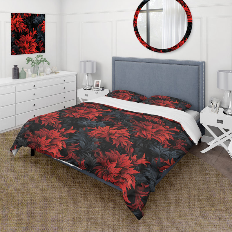 Ensemble de housse de couette Noir Illusions Moody, Housse de couette pour grand lit et 2 taies décor
