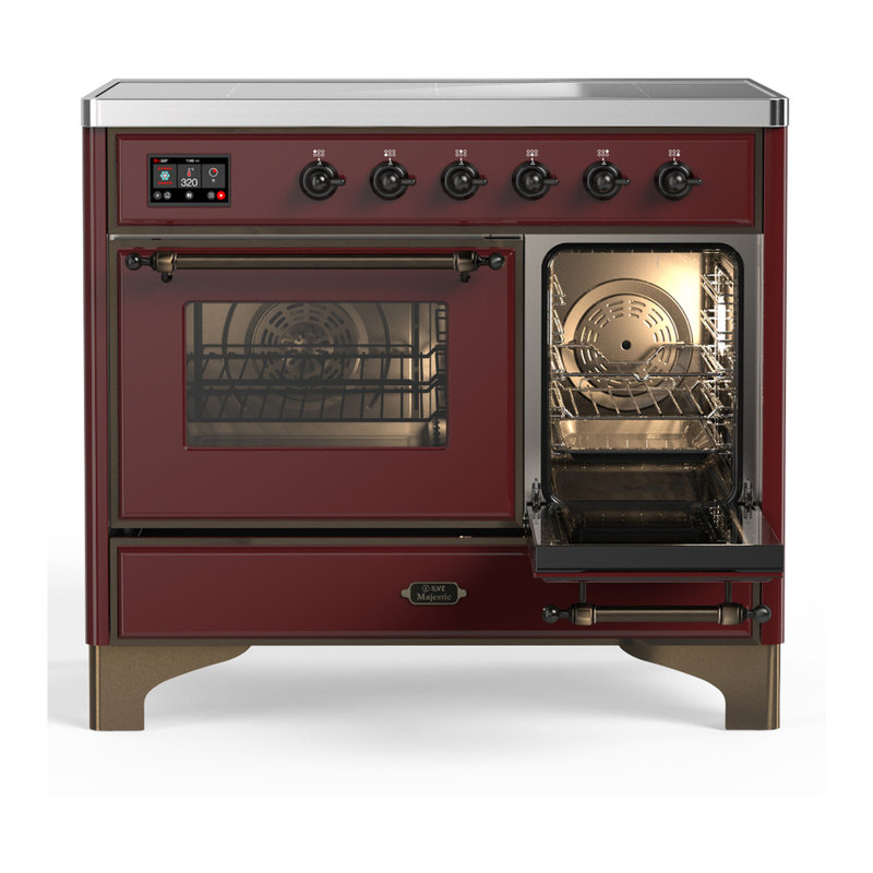 Majestic III Series 40 Inch Induction Range with 6 Induction Elements in Stainless Steel (Brass Trim), Burgundy, Burnished
