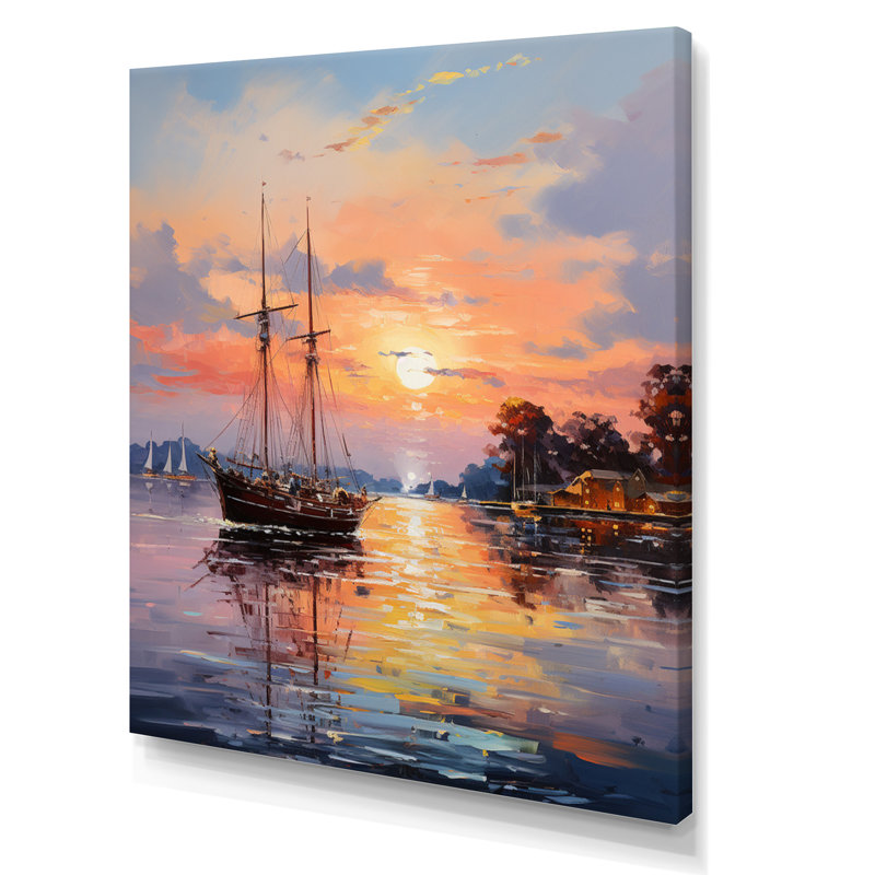 Pier and Dock Impressionist I - impression, Toile tendue, H 20 po x l 12 po x P 1 po