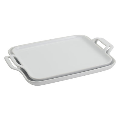 Denmark Tools For Cooks White 2-piece Rectangular Stoneware Serving Tray/platter Set