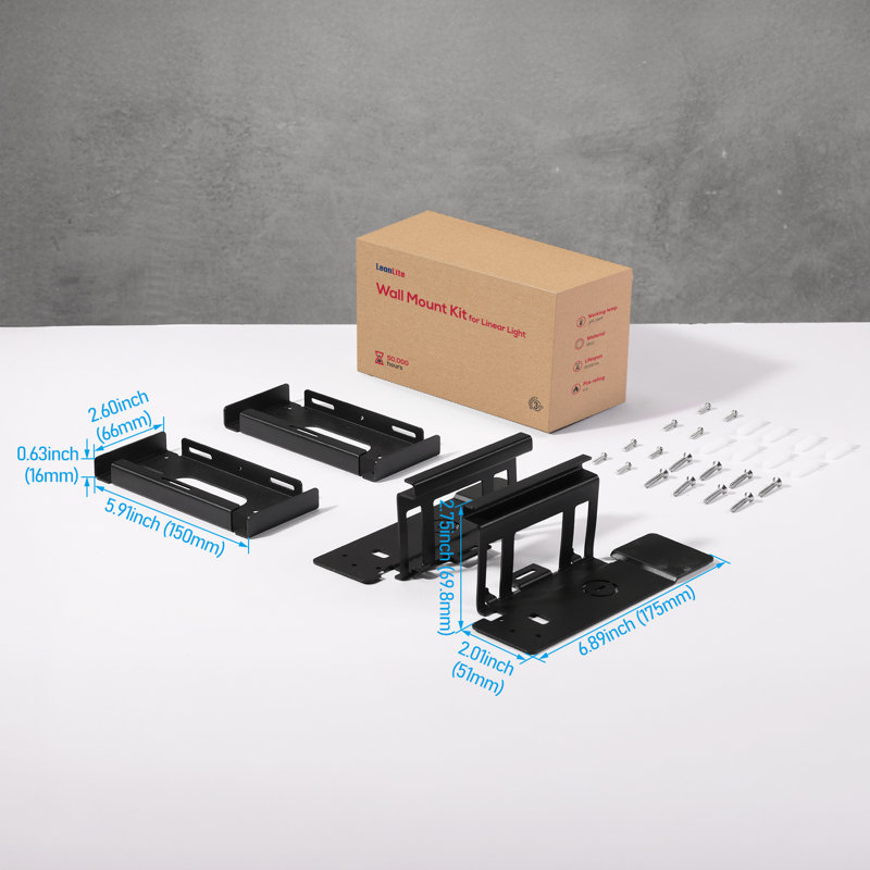 Wall Mount Kit For Led Linear Lights, Spcc Steel Bracket For Single Fixture Installation
