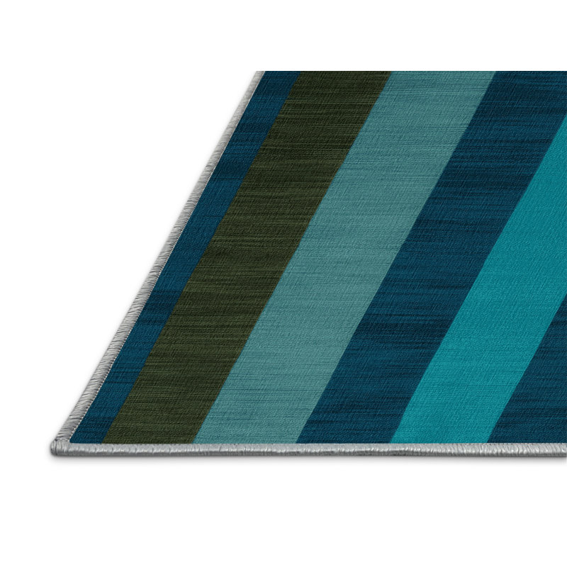 Tapis bleu à carreaux lavable à la machine, Carré 6 pi