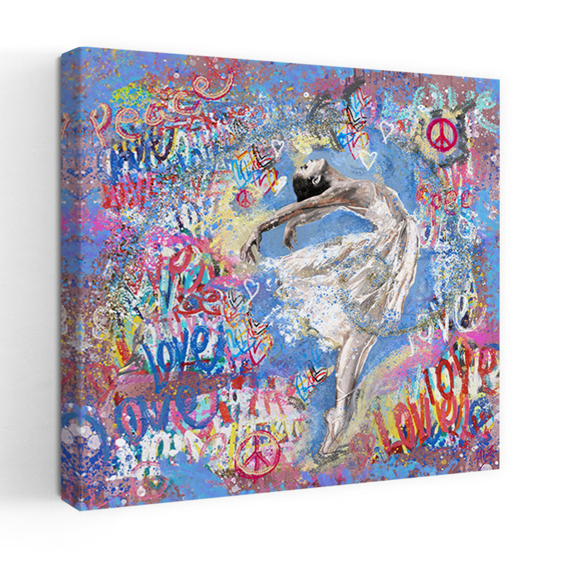 Graffiti ballerine 1 abstrait, art urbain contemporain, H 32 po x l 32 po