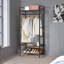 Bayshore Industrial Rustic Open Wardrobe Garment Rail With Storage Shelves