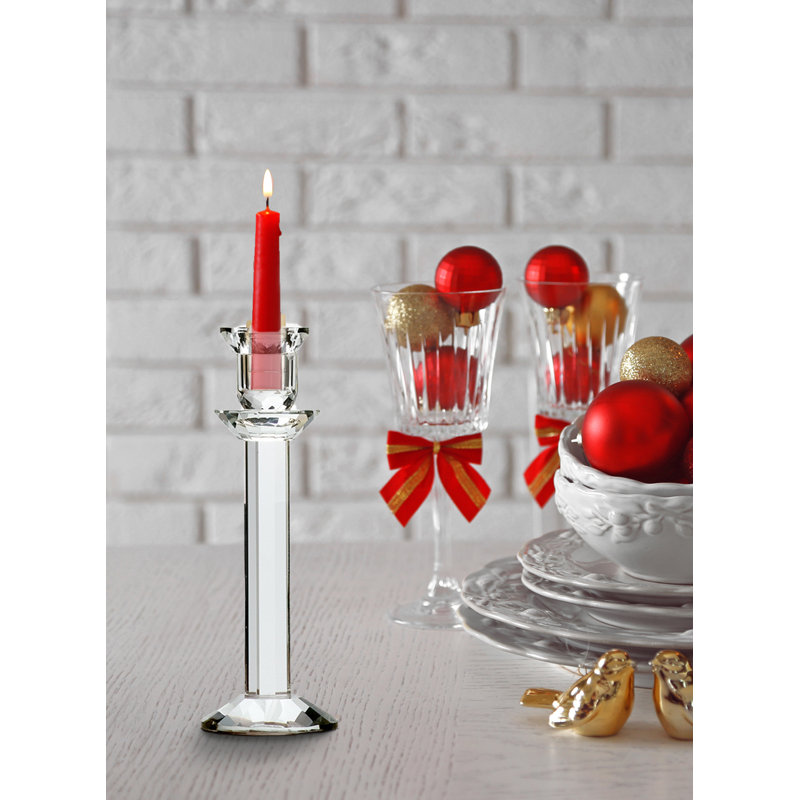 Crystal Tabletop Candlestick, 8.5" H x 3.15" W x 3.15" D