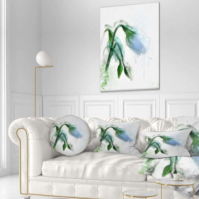 Coussin lombaire en aquarelle d’esquisse floral tulip