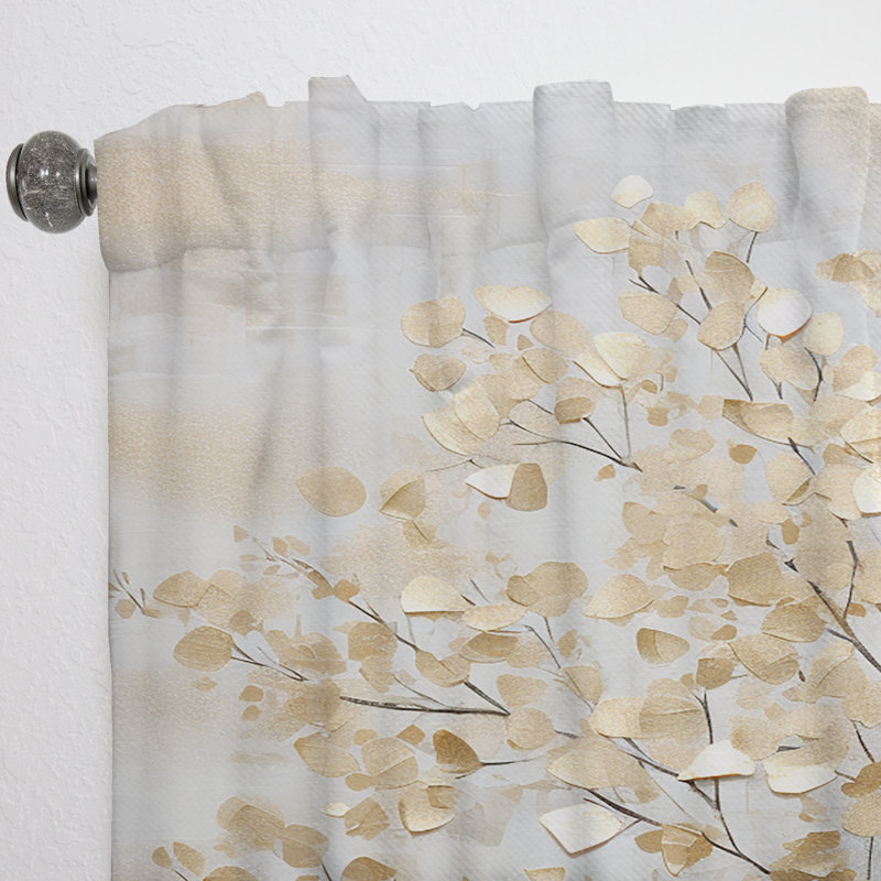 Coverton Minimalism Gold And Blue Trees Scene - Trees Curtain - Velvet Room Darkening - 1 Panel, 52" W x 95" L