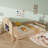 Full-Size Montessori Floor Bed With Bookcases And Blackboards-2145586109