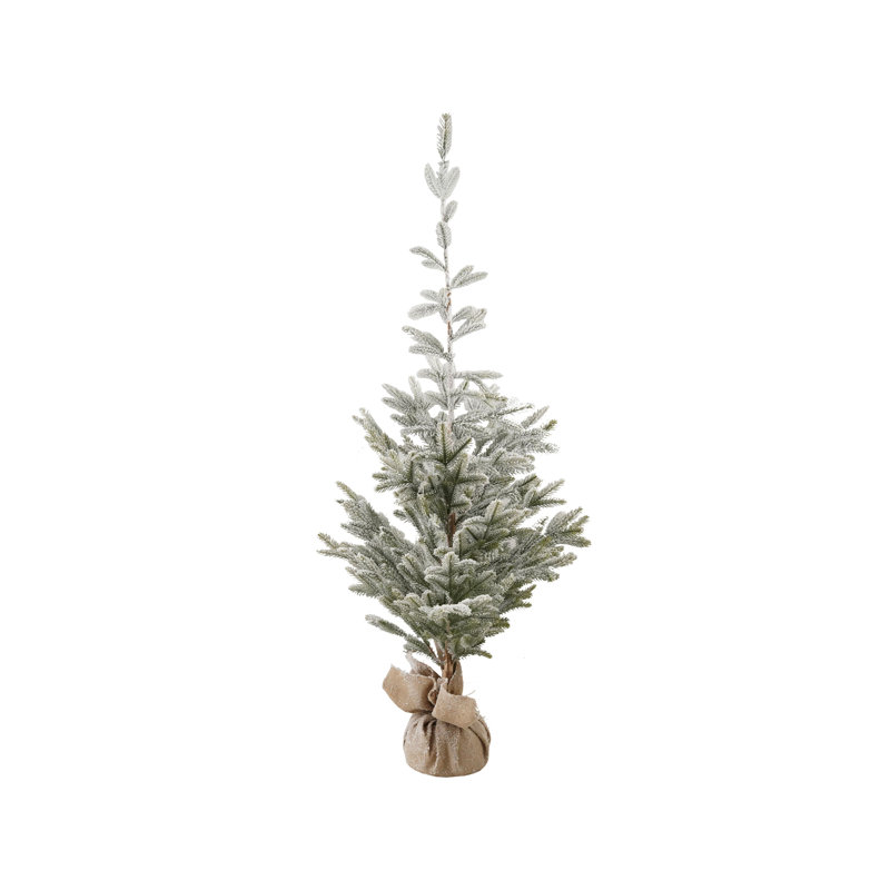 Snow-Tipped Faux Pine Tree in Burlap Sack