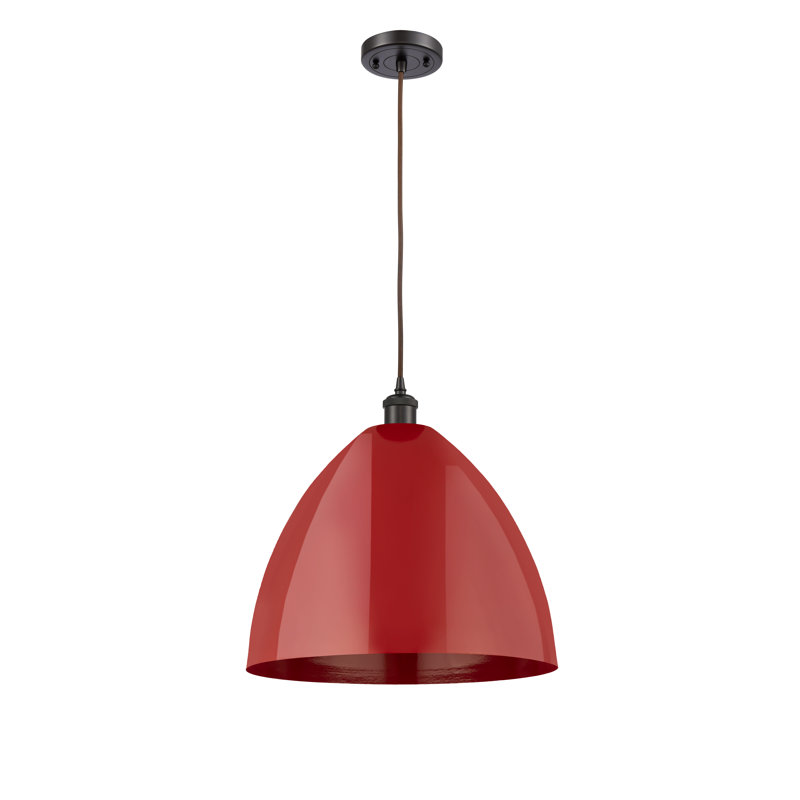 Luminaire suspendu conique 1 lumière, Rouge, Bronze