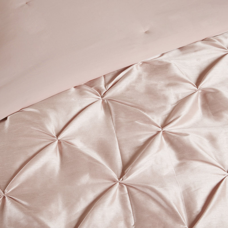 Blush King 7-Piece Tufted Comforter Set with Stripes
