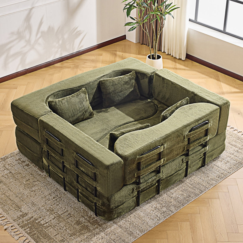 Folding Sofa Bed Convertible Sofa Bed, Green
