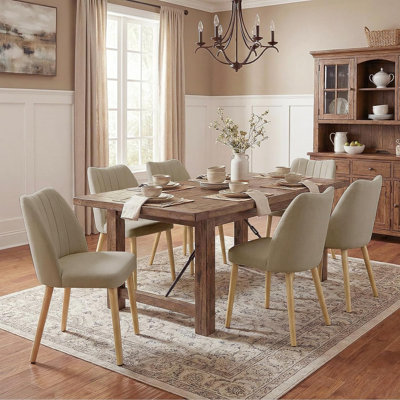 Modern Wooden Dining Chairs, Dining Room Chairs with Wood Legs, Upholstered Dining Chairs