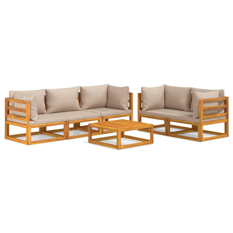 5 - Person Patio Conversation Set with Cushions, Taupe