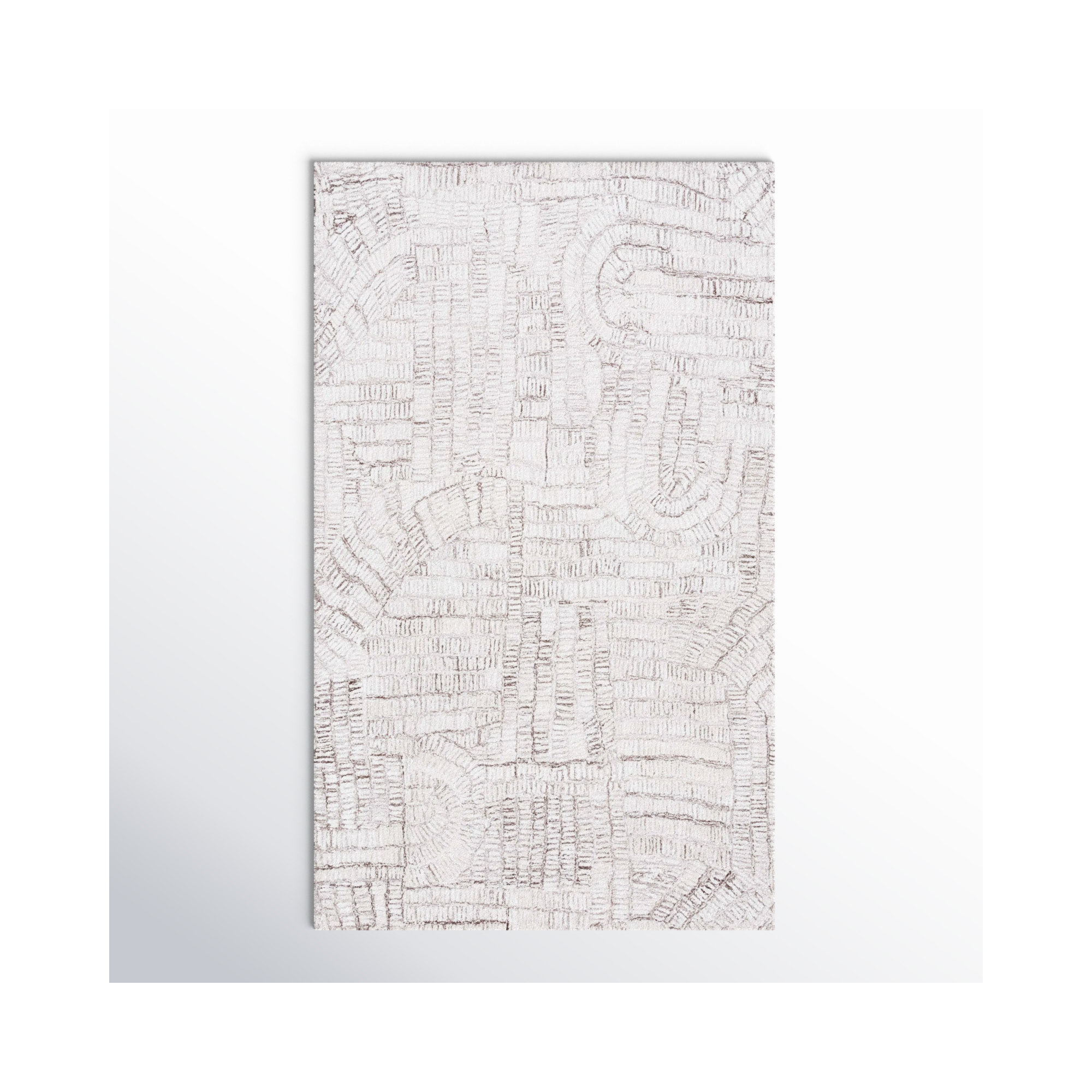 Ashwin Hand Tufted Ivory/Browm Rug, Rectangle 3' x 5'