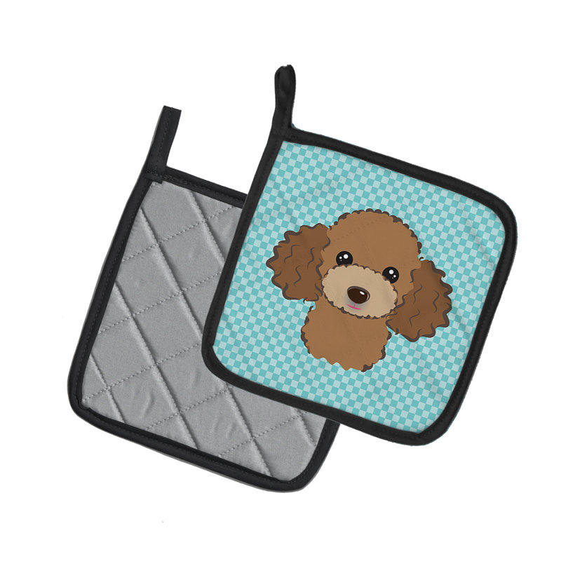 Cuisinier poignée caniche caroline trésors Checkerboard, Chocolat / Brun