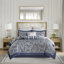 Couette 12 pièces bleu marine, format Queen - Draps en coton, élégant motif cachemire brillant et moderne.