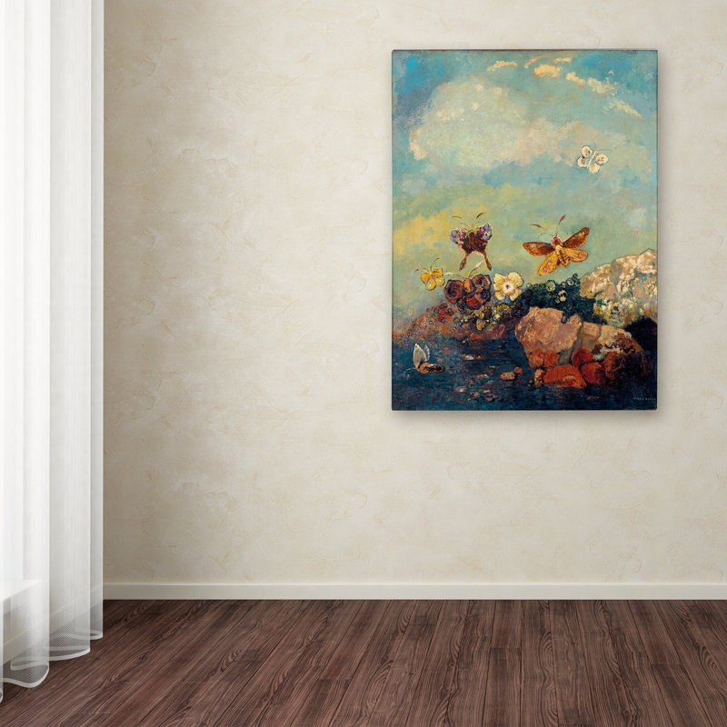 Large Modern Butterflies and Flowers Canvas Art