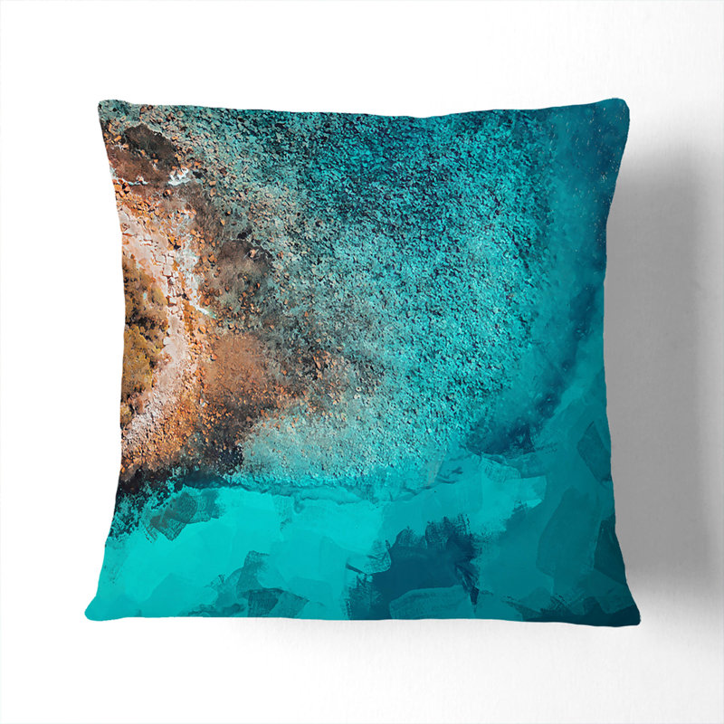 Edge of the Ocean Cushion with Filling, White, 40cm H x 40cm W x 15cm D