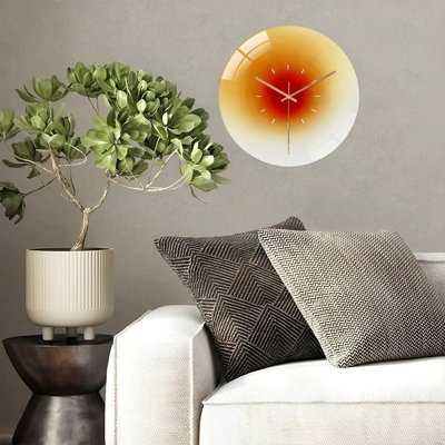12" Round Tempered Glass Wall Clock with Silent Quartz Movement