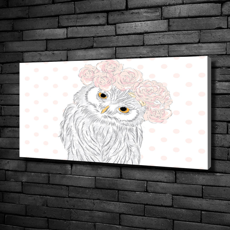 Owl In A Wreath - Print, Canvas, 50cm H x 100cm W x 2cm D