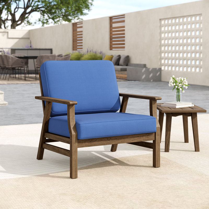 Ensemble de chaises d'extérieur en acacia bleu Bevelyn avec coussins, Bleu