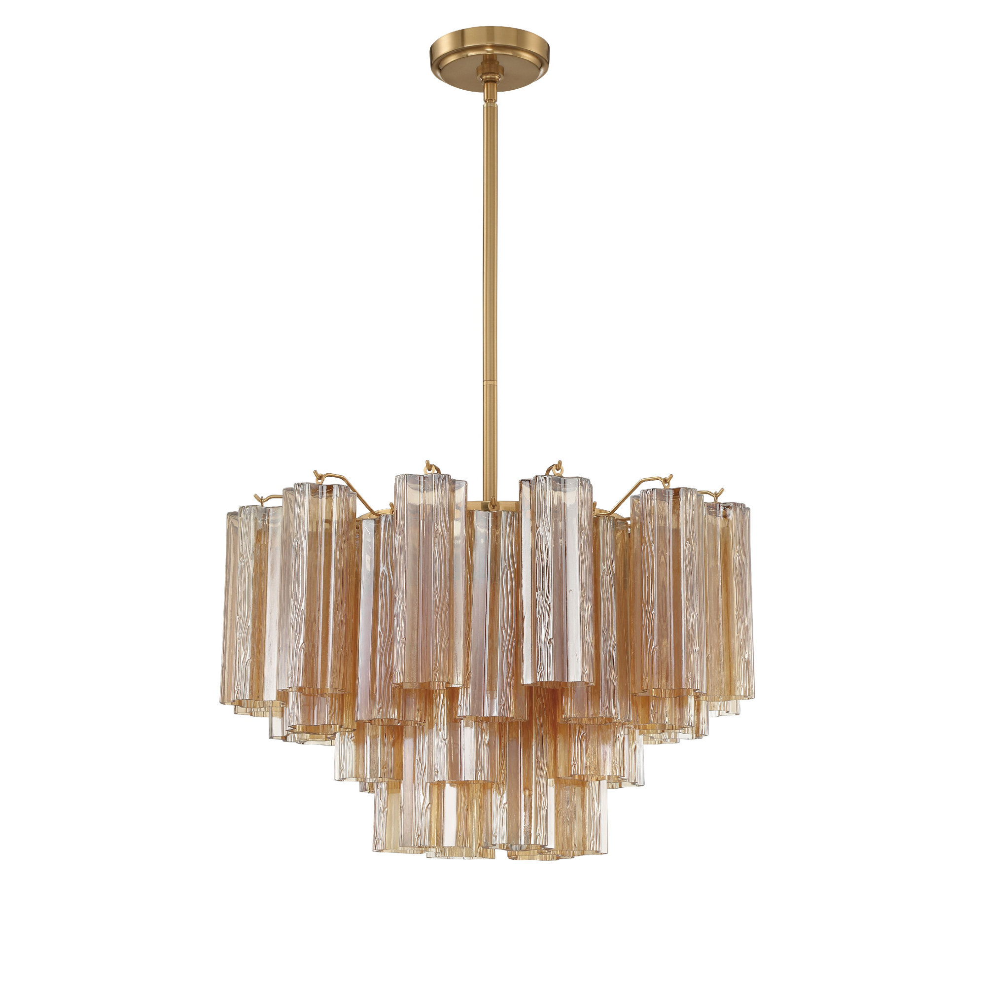 Arras Dimmable Tiered Chandelier, Aged Brass, Yellow, 14.25" H x 22" W x 22" D