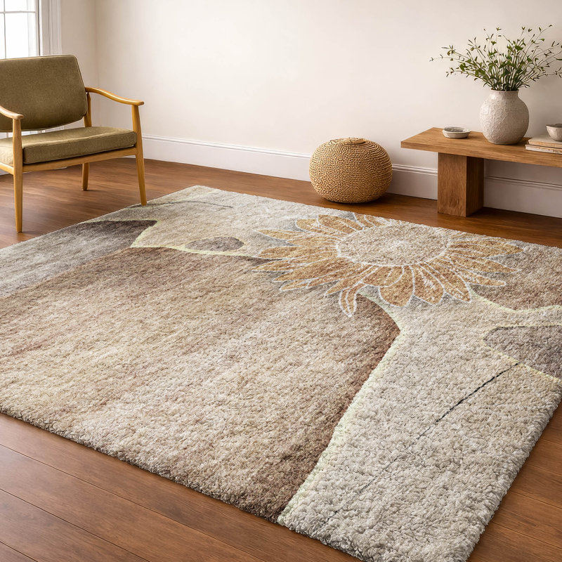 Tapis à poil long de qualité supérieure lavable à la machine ADS700, Brun, 8 pi x 10 pi