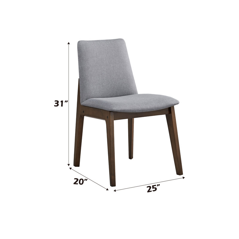 Ensemble de 2 chaises d'appoint Kaela en tissu gris clair et finition noyer
