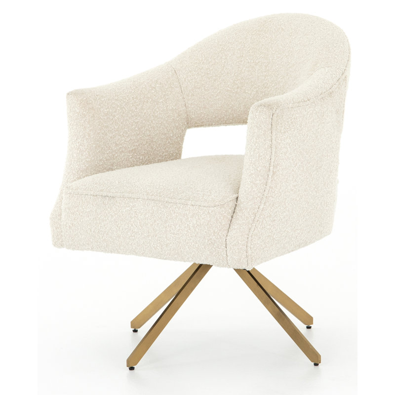 Adara Desk Chairs, Gold, Cream Polyester Blend