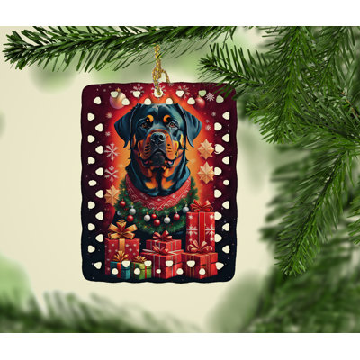 Ornement en porcelaine de Noël Rottweiler