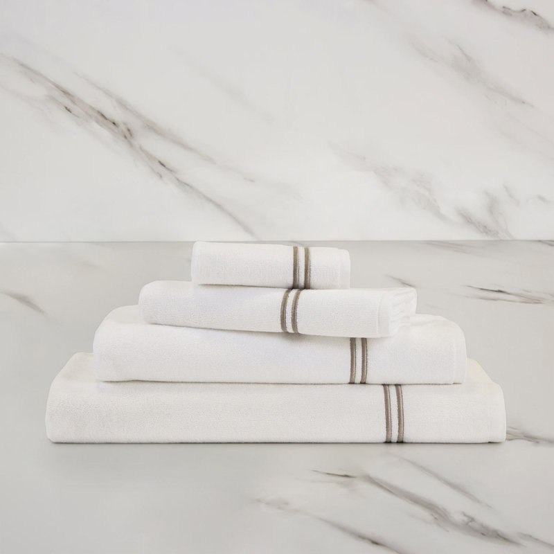 Classic Hand Towel, White/Khaki