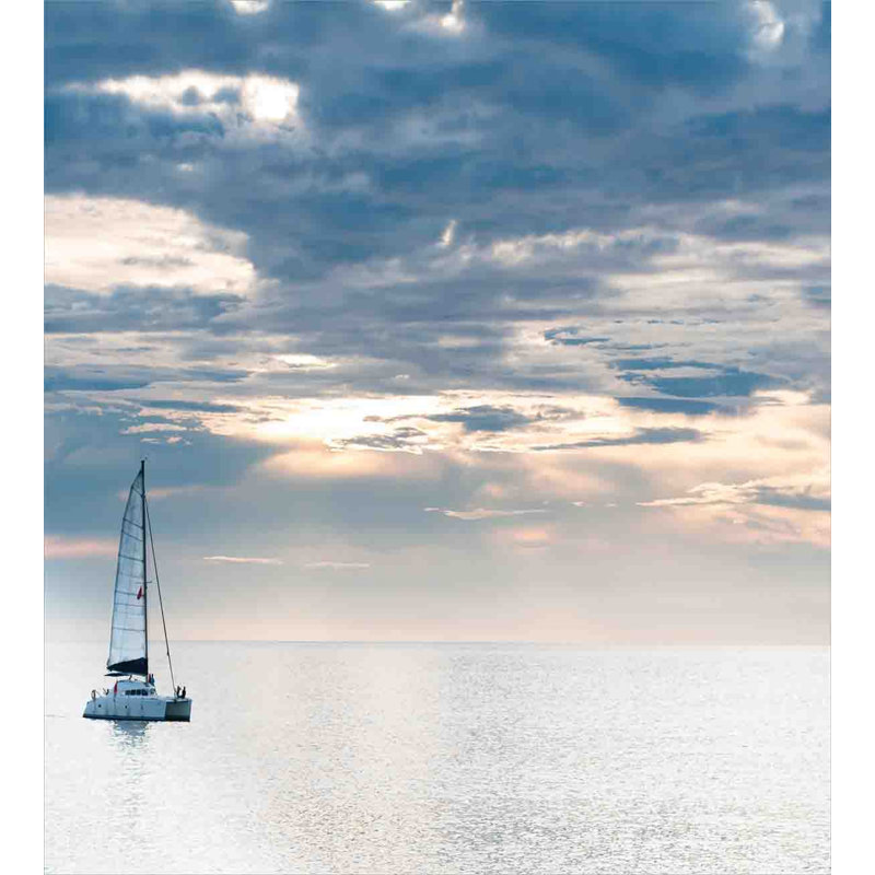 Blue Nautical Sailing Yacht Queen Duvet Cover Set