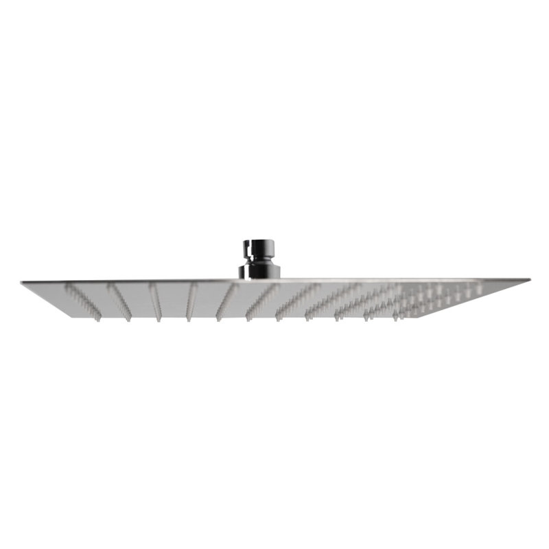 12" Square Thin High Pressure Rainfall Shower Head, Polished Chrome