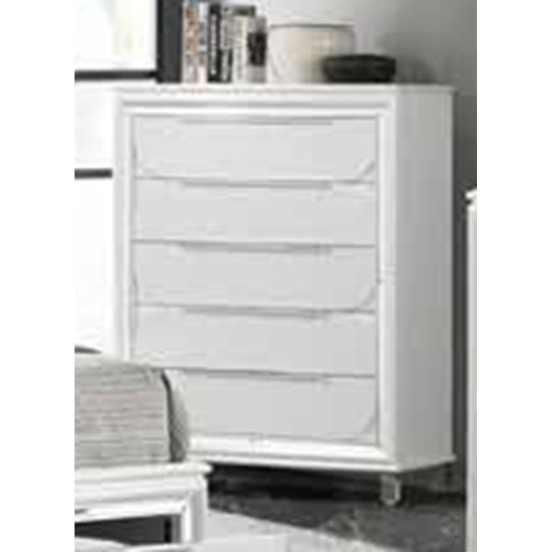 Commode finition perle blanche